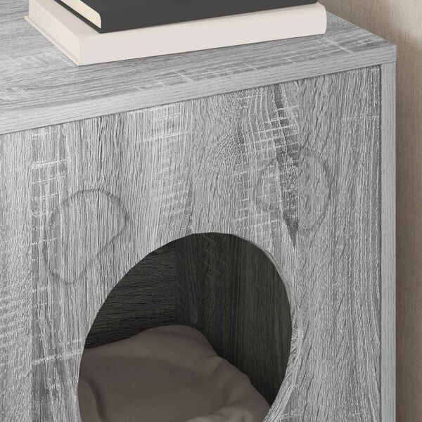 vidaXL Cat House Grey Sonoma 42.5 x 40 x 53 cm Engineered Wood