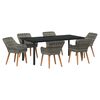 vidaXL Garden Dining Set with Cushion 7 pcs Grey Poly Rattan