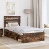 vidaXL Bed Frame with Headboard Smoked Oak 75 x 190 cm Solid Pine Wood