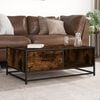 vidaXL Coffee Table Smoked Oak 90x57x35 cm Engineered Wood and Metal