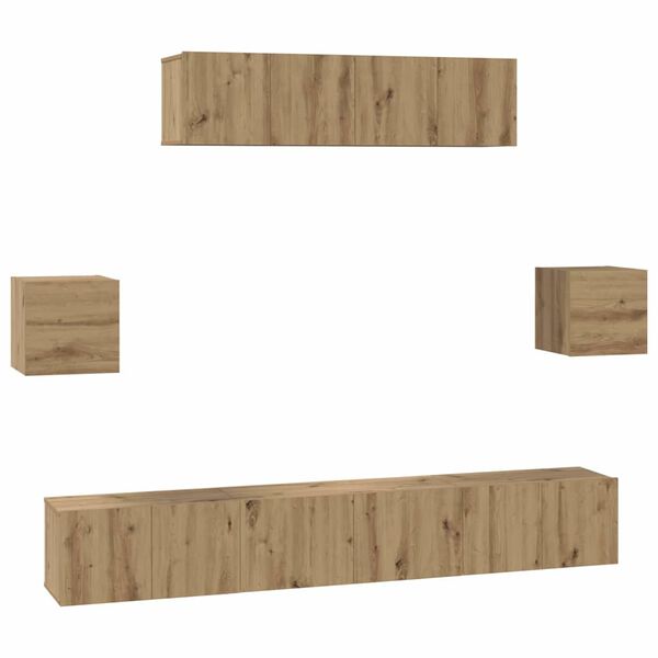 vidaXL TV Cabinet Set Wall-mounted 7 pcs Artisan Oak Engineered Wood