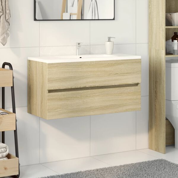vidaXL Sink Cabinet Sonoma Oak 90x38.5x45 cm Engineered Wood