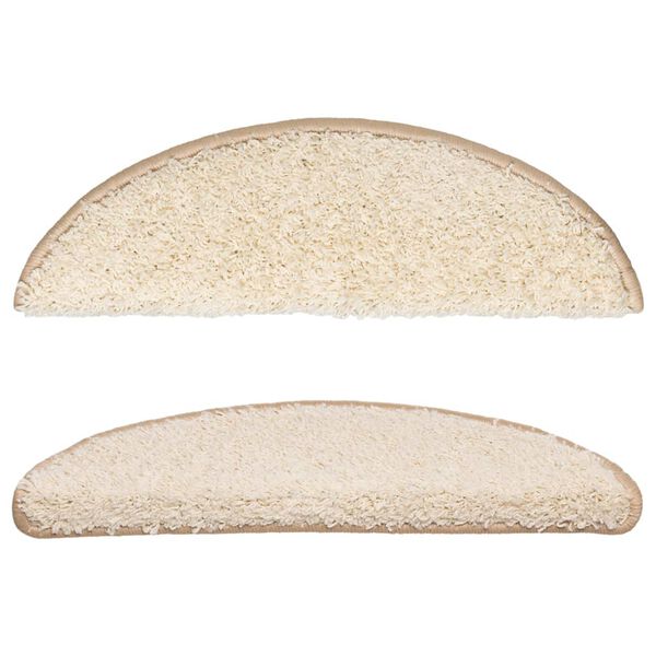 vidaXL Stair Mats 15 pcs 56x17x3 cm Cream Half Round