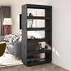vidaXL Book Cabinet/Room Divider Grey 80x35x167 cm Solid Pinewood