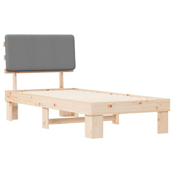 vidaXL Bed Frame with Upholstered Headboard Light Grey 75 x 190 cm