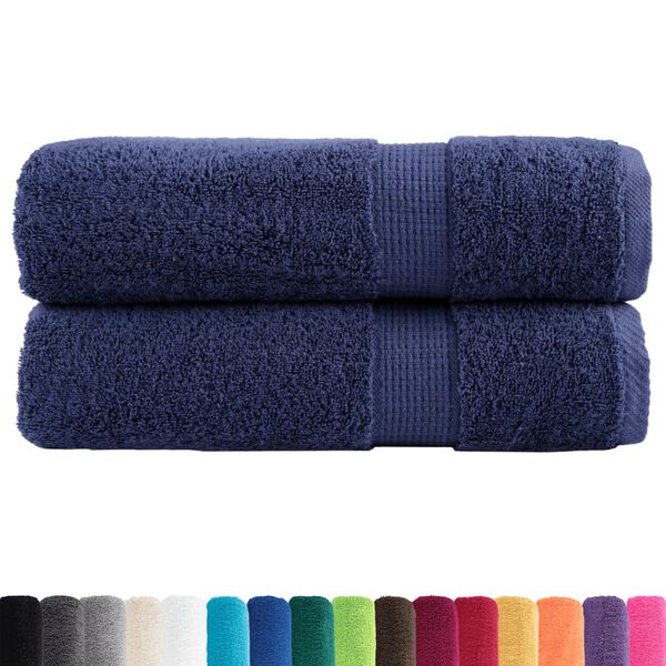 vidaXL Premium Bath Towels SOLUND 2pcs Navy Blue 100x150cm 600gsm