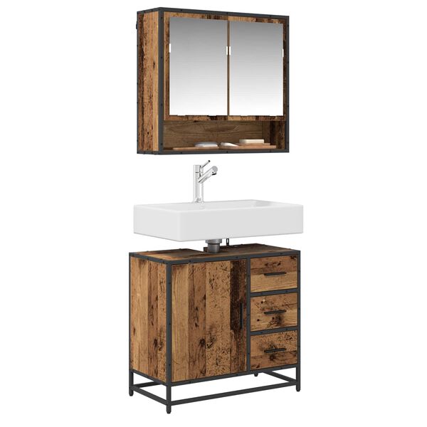 vidaXL Bathroom Cabinet Old Wood 65 x 33 x 60 cm Engineered Wood