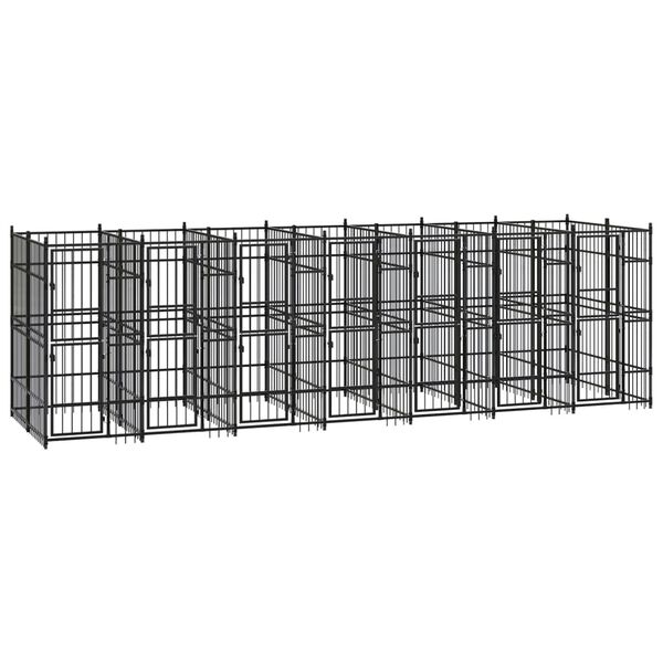 vidaXL Outdoor Dog Kennel Steel 12.9 m&sup2;