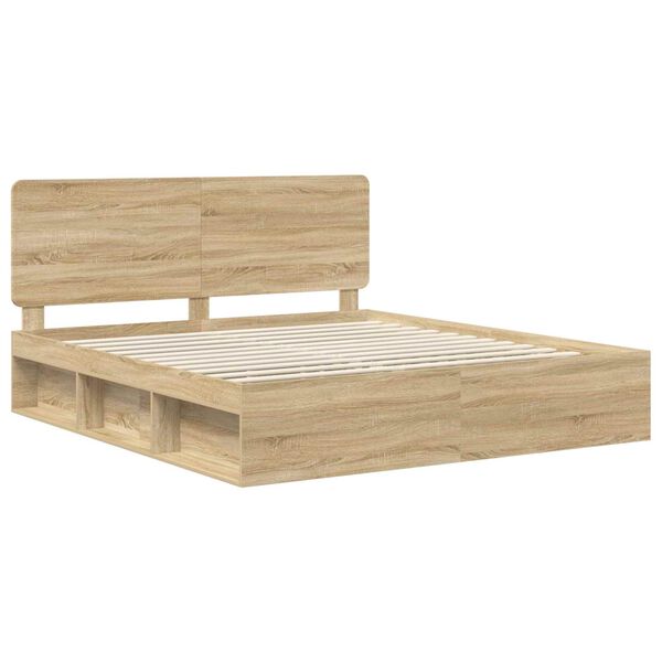 vidaXL Bed Frame with Headboard Sonoma 180 x 200 cm Solid Pine Wood