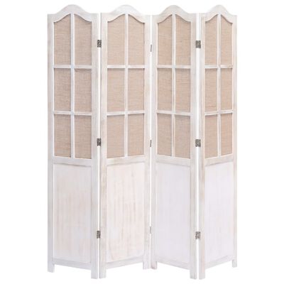 vidaXL 4-Panel Room Divider White 140x165 cm Fabric