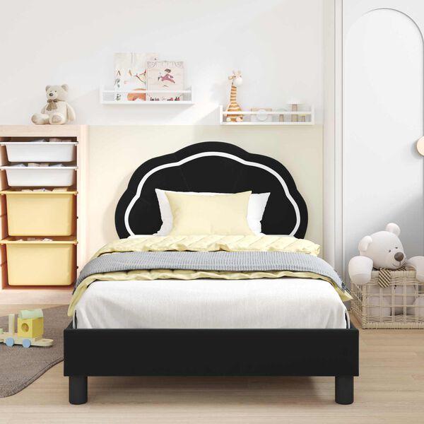 vidaXL Children's Bed Frame with Headboard Black 90 x 200 cm Velvet