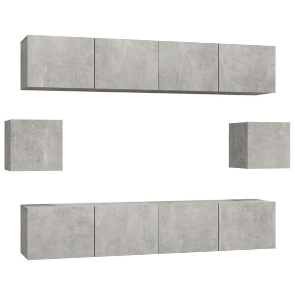 vidaXL 6 Piece TV Cabinet Set Concrete Grey Engineered Wood