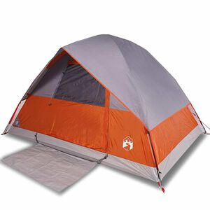 vidaXL Camping Tent Dome 4-Person Grey and Orange Waterproof