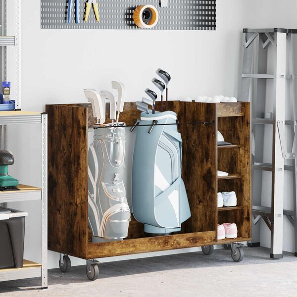 vidaXL Golf Cabinet with Wheel Plain Smoked Oak 120 x 45 x 98 cm