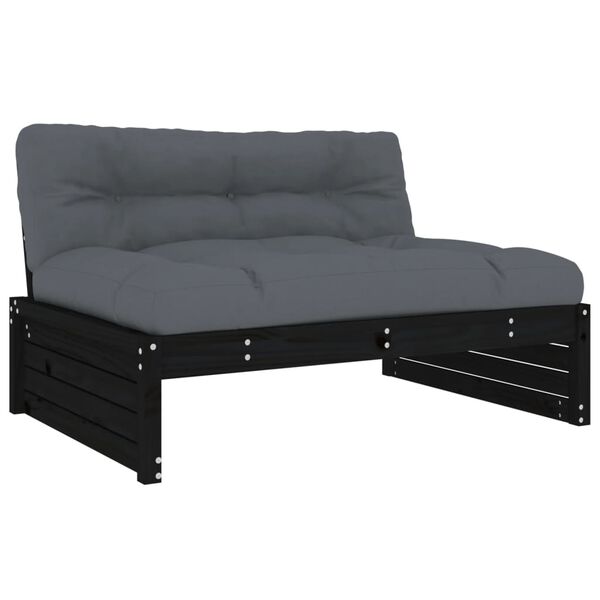 vidaXL Middle Sofa Black 120x80 cm Solid Wood Pine