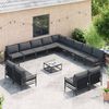 vidaXL Garden Sofa Set with Cushion 14 pcs Black Steel