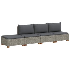 vidaXL 4 pcs Rattan Lounge Set with Cushions GENDT Natural Rattan