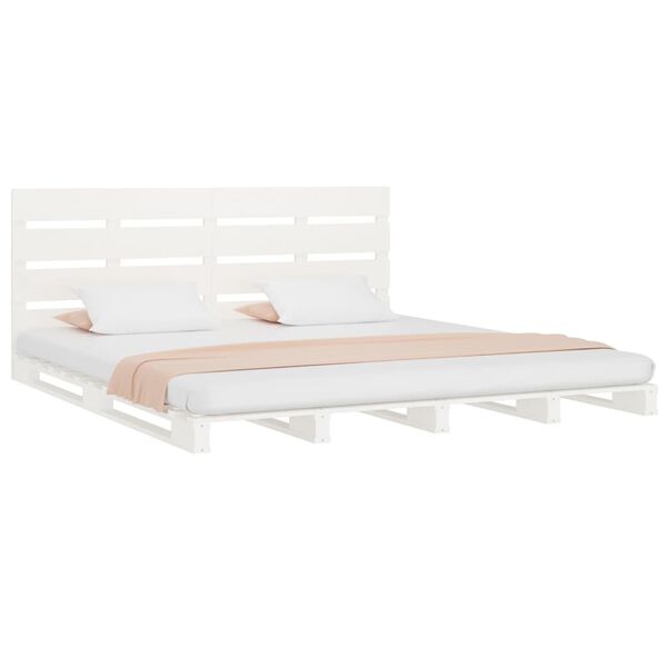 vidaXL Bed Frame without Mattress White 180x200 cm Super King Solid Wood Pine