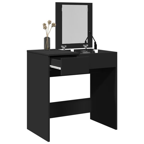vidaXL Dressing Table with Mirror Black 73x46.5x120 cm