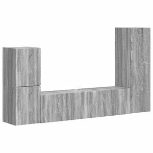 vidaXL TV Cabinet Set Wall-mounted 4 pcs Grey Sonoma Engineered Wood