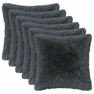 vidaXL Cushion with Pillow HEERLEN 6 pcs Anthracite PV Fleece