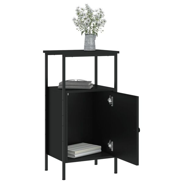 vidaXL Bedside Cabinet Black 41x31x80 cm Engineered Wood