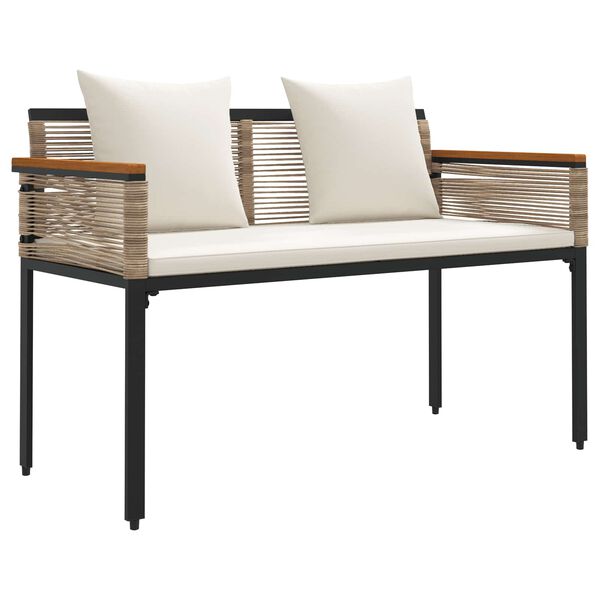 vidaXL Outdoor Bench Beige and Cream White 117 x 54 x 74.5 cm