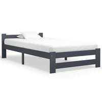 vidaXL Bed Frame Dark Grey Solid Pine Wood 100x200 cm