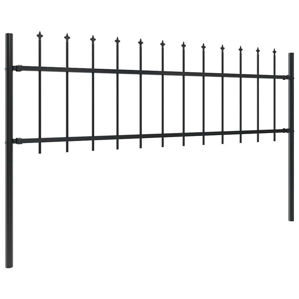 vidaXL Garden Fence with Spear Top Steel 892.5x60 cm Black