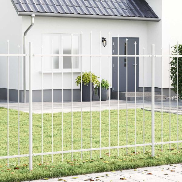 vidaXL Garden Fence 2 pcs White 170 x 190 cm Powder-Coated Steel