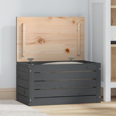 vidaXL Storage Box Grey 59.5x36.5x33 cm Solid Wood Pine