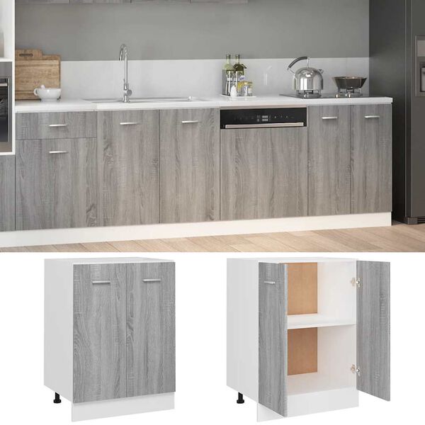 vidaXL Bottom Cabinet Lyon Grey Sonoma 60x46x81.5 cm Engineered Wood