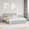 vidaXL Bed Frame with Drawer Grey Sonoma 200 x 200 cm Engineered Wood