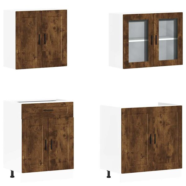 vidaXL 4 Piece Kitchen Cabinet Set Porto Smoked Oak Engineered Wood