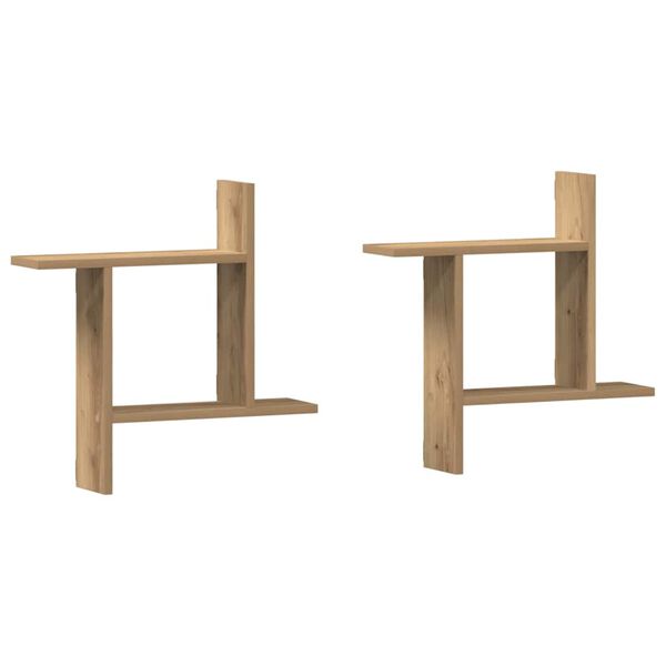 vidaXL Wall Shelves 2 pcs Artisian Oak 50x12x50 cm Engineered Wood