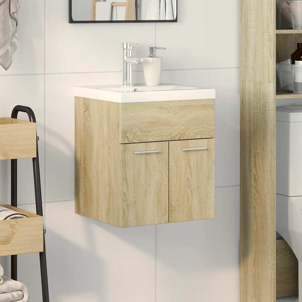 vidaXL 2 Piece Bathroom Furniture Set Sonoma Oak Engineered Wood