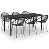 vidaXL 7 Piece Outdoor Dining Set PVC Rattan Black
