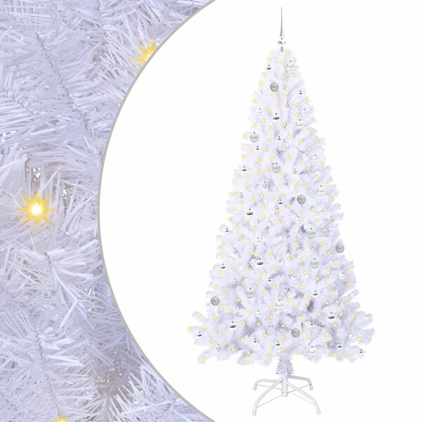 vidaXL Artificial Christmas Tree with Stand White 240 cm PVC and Steel