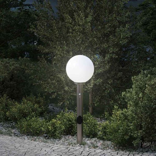 vidaXL Bollard Light with Sensor&Outlet 80 cm Stainless Steel IP44