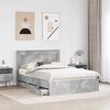 vidaXL Bed Frame with Drawer Concrete Grey 140 x 190 cm Engineer Wood
