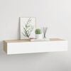 vidaXL Wall-mounted Drawer Shelf Oak and White 60x23.5x10cm MDF