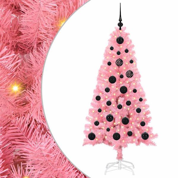 vidaXL Christmas Tree with 150 LEDs with Stand Pink 150 cm PVC