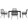 vidaXL Garden Dining Set 5 pcs Black Poly Rattan