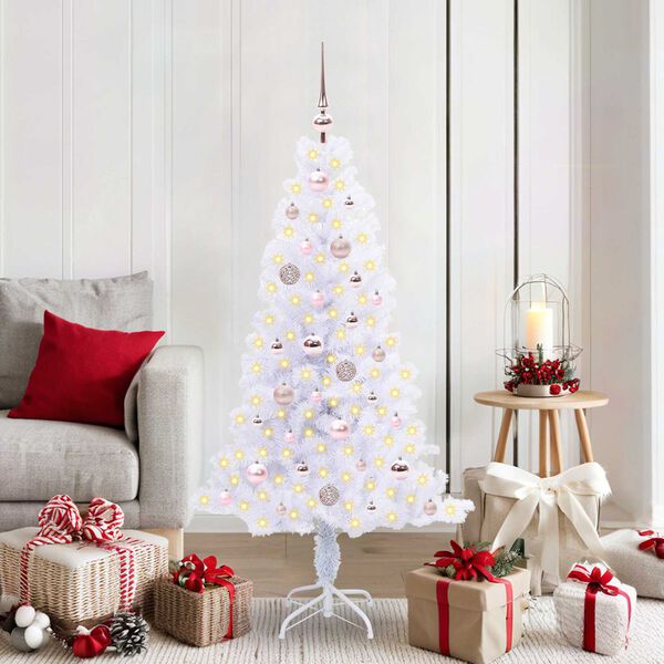 vidaXL Artificial Christmas Tree with Stand White 150 cm PVC and Steel