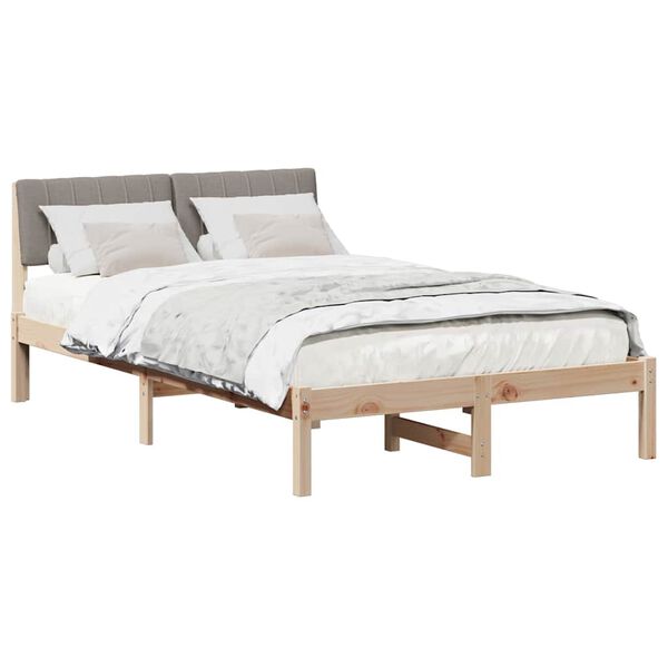 vidaXL Bed frame Brown and taupe 120 x 190 cm Solid pine wood