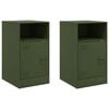vidaXL Bedside Cabinets 2 pcs Olive Green 34.5x39x62 cm Steel