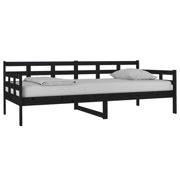 vidaXL Day Bed without Mattress Black Solid Wood Pine 90x200 cm