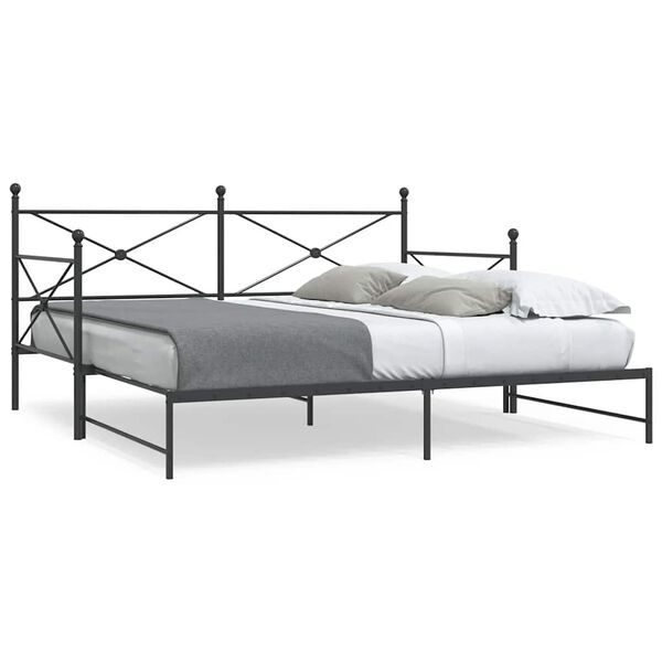 vidaXL Daybed with Trundle without Mattress Black 100x190 cm Steel