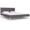 vidaXL Bed Frame | Grey | Polyester, Iron, Wood | Double | Durable | Bed Frame