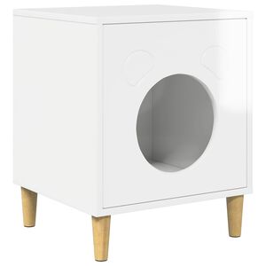 vidaXL Cat House Gloss White 42.5 x 40 x 53 cm Engineered Wood